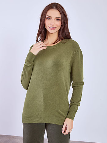 Πουλόβερ με βισκόζη σε χακί