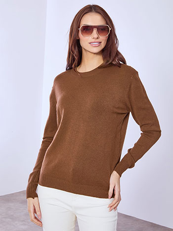 Sweater with viscose in dark brown