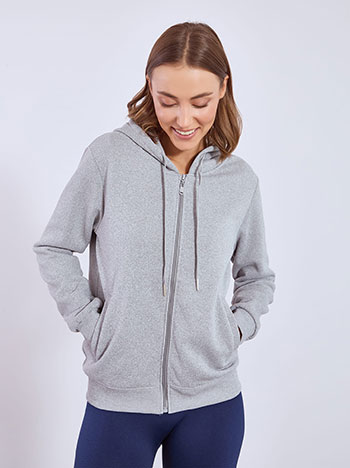 Hoodie sweatshirt zip-up in grey