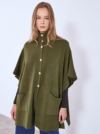 Cardigan with buttons in khaki