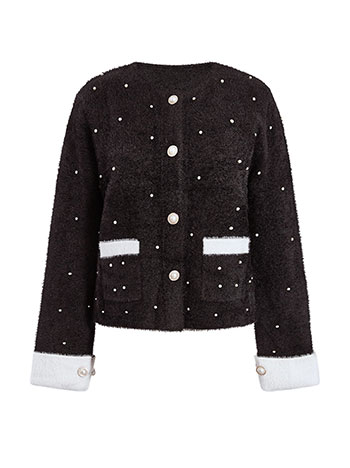 Ζακέτα χνουδωτή με τσέπες σε μαύρο, 29,99€ | Celestino