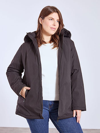 Jacket with detachable hoodie in black