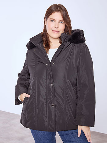 Μπουφάν puffer με διακοσμητικές ραφές σε μαύρο