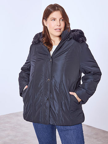 Μπουφάν puffer με διακοσμητικές ραφές σε σκούρο μπλε