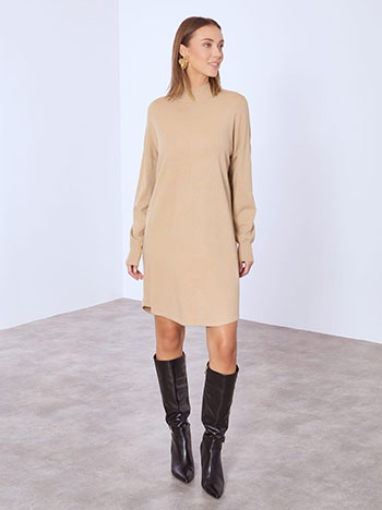 Dress knitted mini in dark beige
