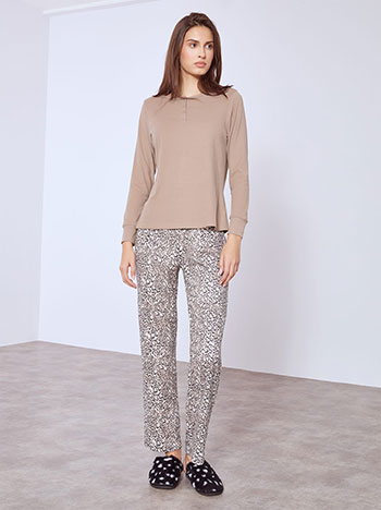 Pyjamas set with soft touch in light brown