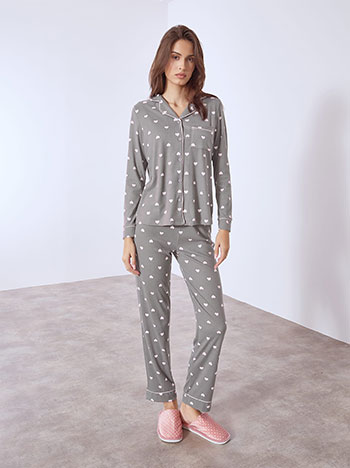 Pyjama set with hearts in grey