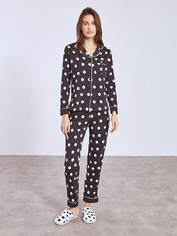 Pyjama set polka dot in black