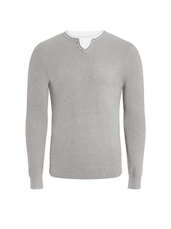 Mens sweater with contrast fabric in grey