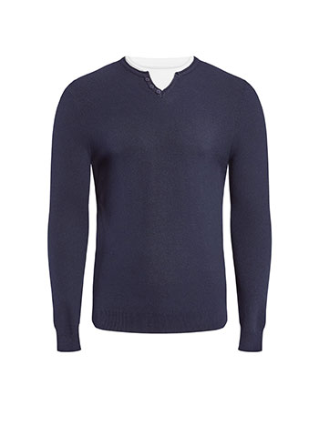 Mens sweater with contrast fabric in dark blue