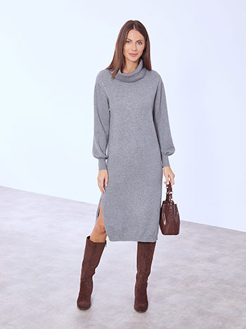Dress midi with side slits in grey