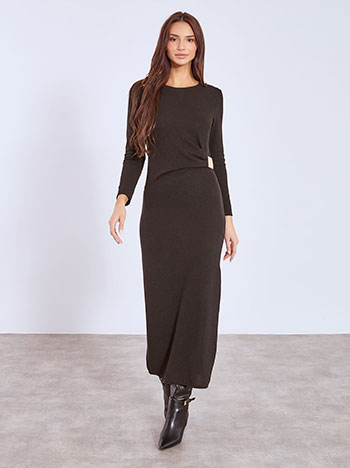 Dress maxi with side shirred details in black