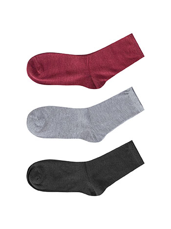 Σετ 3 ζευγάρια κάλτσες σε μπορντό, μαύρο, γκρι