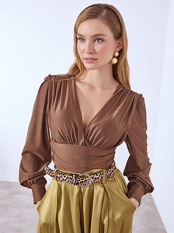 Κορμάκι γυαλιστερό με σούρες σε καφέ