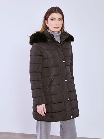 Μπουφάν μονόχρωμο puffer σε μαύρο