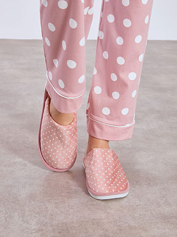 Slippers polka dot in dusty pink