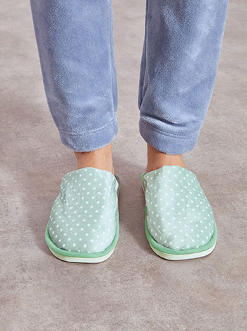 Παντόφλες πουά σε φυστικί