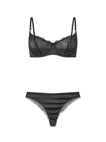 Lingerie set with semi sheer details in black