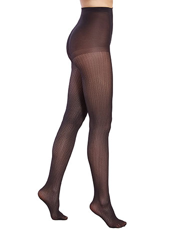 Καλσόν με σχέδιο ζικ-ζακ 40DEN σε μαύρο