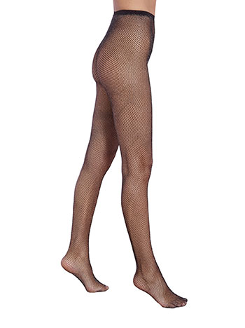 Tights fishnet metallic in black