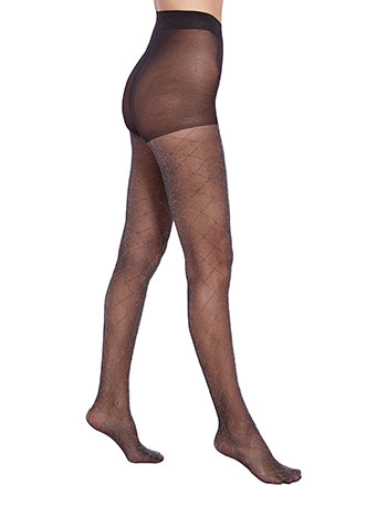Tights metallic with rhombus in black