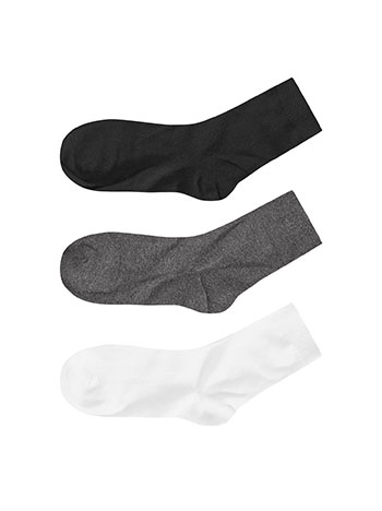 Σετ 3 ζευγάρια μονόχρωμες κάλτσες σε μαύρο, γκρι σκούρο, λευκό