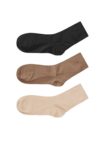 3 pack of monochrome socks in brown, black, beige