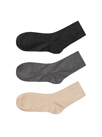Σετ 3 ζευγάρια μονόχρωμες κάλτσες σε μπεζ, μαύρο, γκρι σκούρο