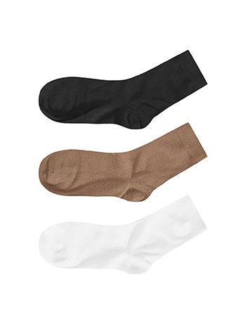 Σετ 3 ζευγάρια μονόχρωμες κάλτσες σε μαύρο, καφέ, λευκό
