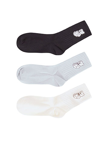 Σετ 3 ζευγάρια κάλτσες με αρκουδάκι σε σιέλ, εκρού, μαύρο