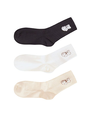 Σετ 3 ζευγάρια κάλτσες με αρκουδάκι σε μαύρο, εκρού, μπεζ