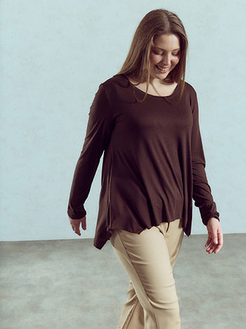 Top with viscose in dark brown