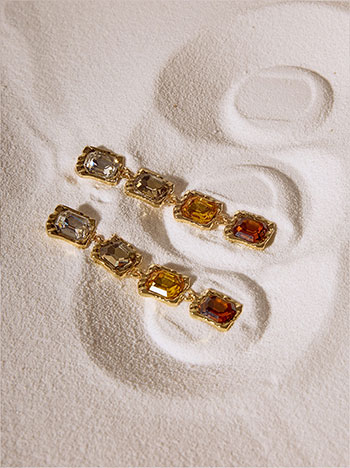 Statement earrings with stones in gold