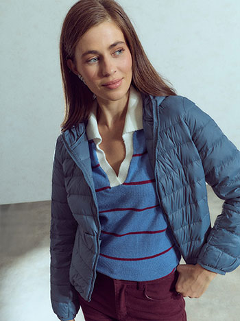 Packable quilted jacket in teal
