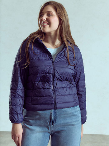 Packable quilted jacket in dark blue