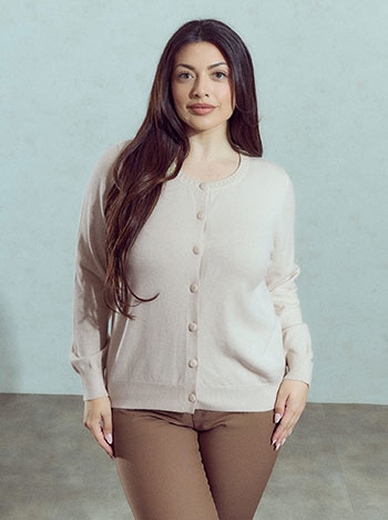 Knit cardigan with sequins in beige