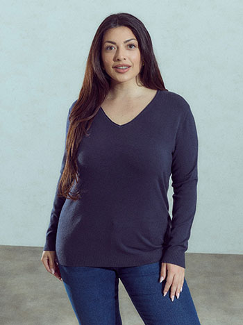 V neckline sweater in dark blue