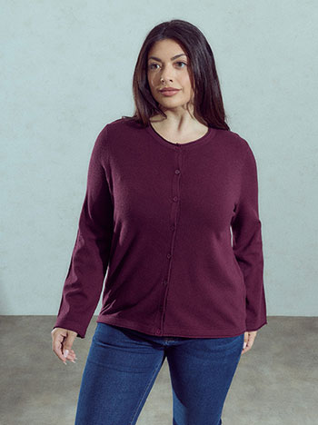 Soft knit cardigan in wine red