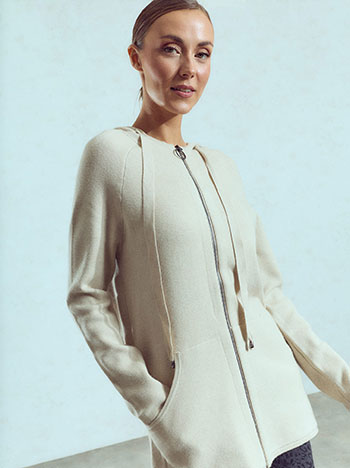 Long asymmetric cardigan in beige