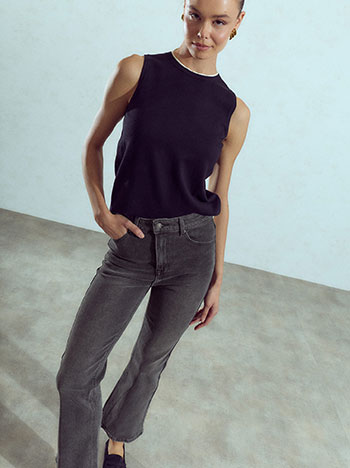 Jeans flare with cotton in dark grey