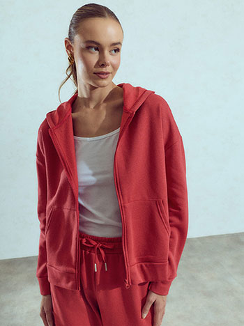 Cardigan with pockets in red