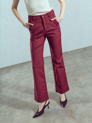 Trousers with cotton in wine red