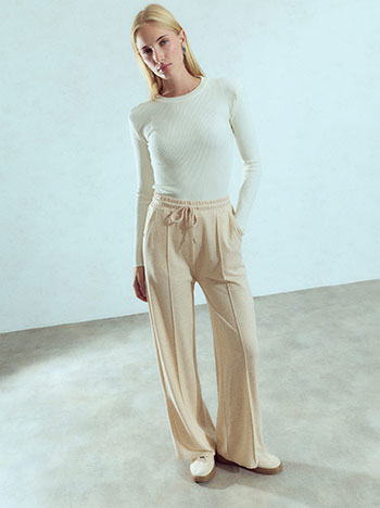Trousers with decorative seam in beige