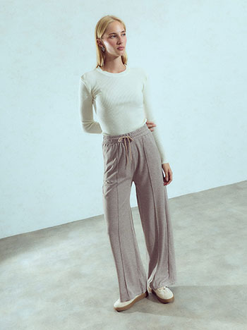 Trousers with decorative seam in light brown