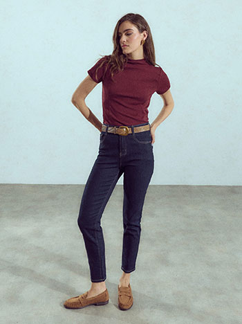 Τζιν skinny με αποσπώμενη ζώνη σε σκούρο μπλε