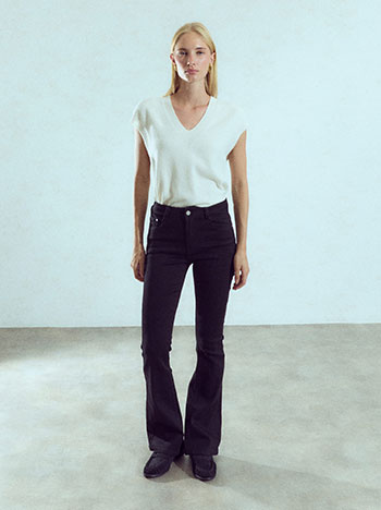 High-waisted flare jeans in black