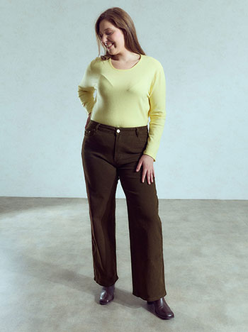 Wide leg high waist jeans in brown