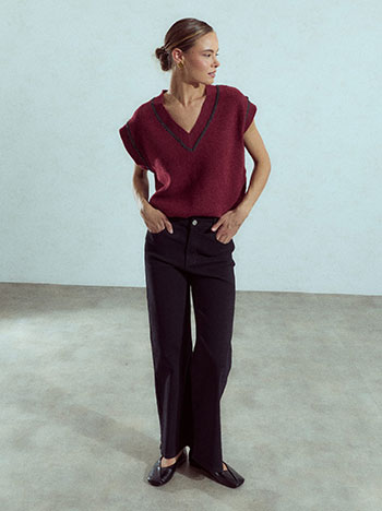 Wide leg high waist jeans in black