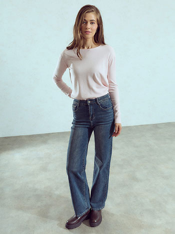 Straight leg faded jeans in dark blue