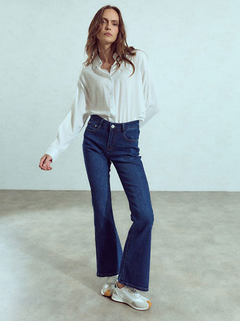 Flare jeans with cotton in dark blue